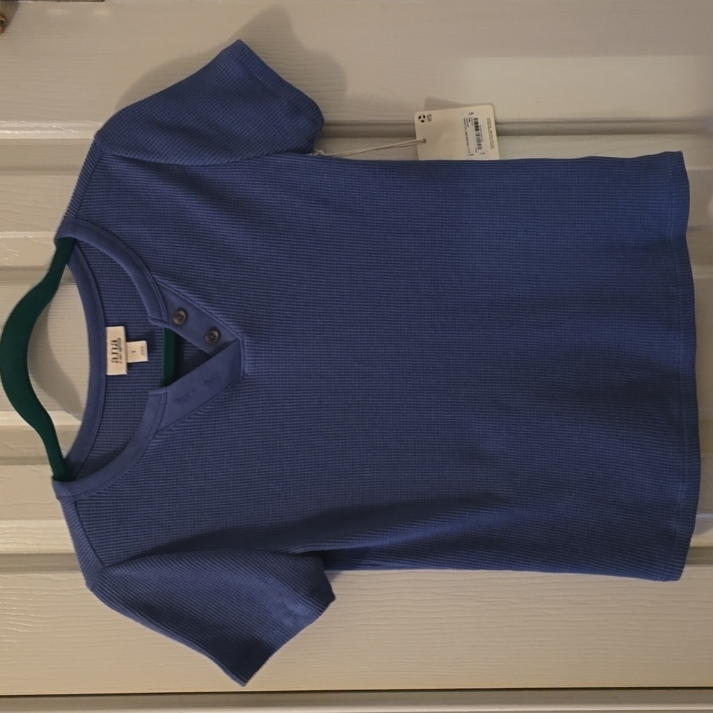 A.N.A BRAND WOMEN'S SHORT SLEEVE BLUE WAFFLE TOP SIZE SMALL